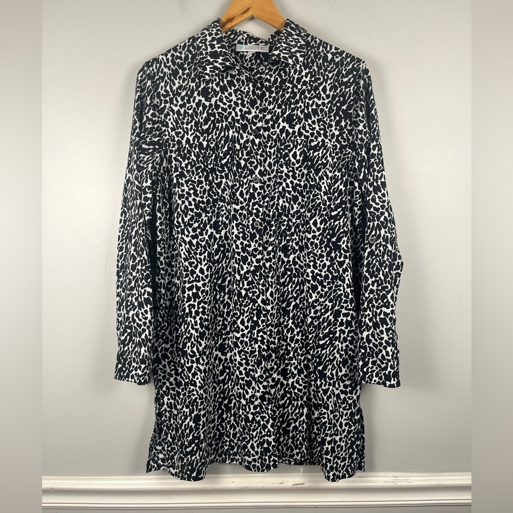 Coolibar black white Santorini tunic shirt upf+ 50 size medium